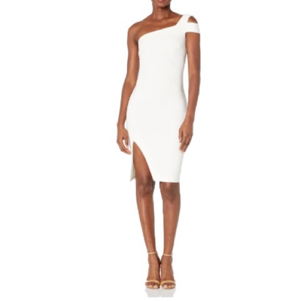 NWT LIKELY Women's Packard Cocktail Dress White Zipper, Side Slit, Lined Size 0